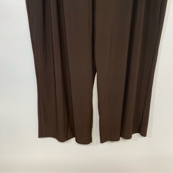Bleeker McDonald Pants Woman 2X Wide Leg Pull On Brown Stretch Casual Travel - Picture 3 of 9